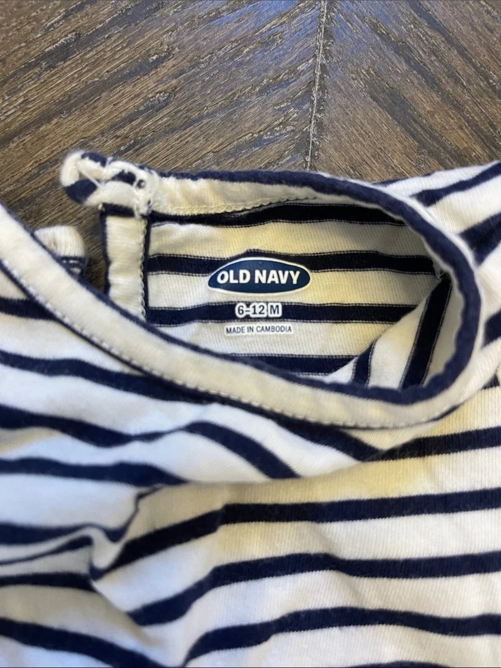 Old Navy Cream and Navy Striped Baby Jumpsuit